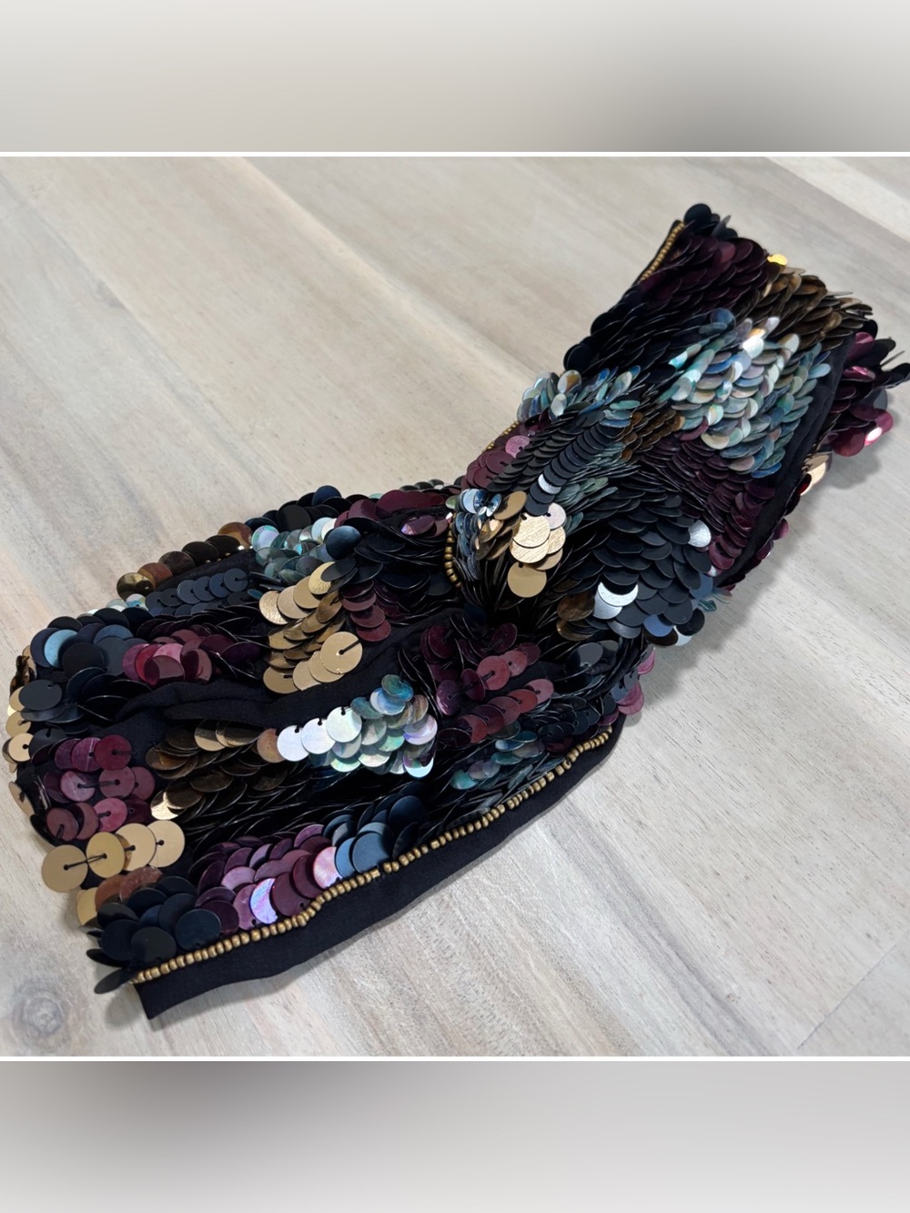 Zara Accessories Size S-M Sequins Knotted Stretch Headband Turban - Picture 6 of 9